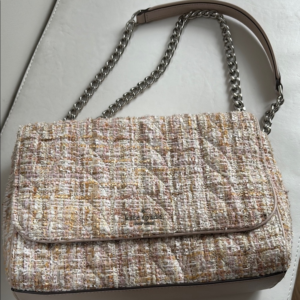 Elegant Kate Spade Tweed Chain Shoulder Bag